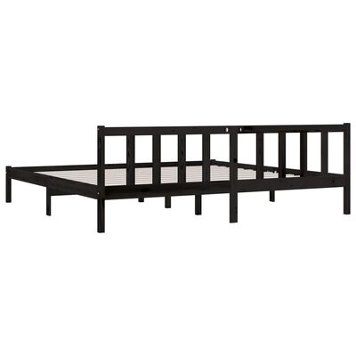 vidaXL Bed Frame without Mattress Black Solid Wood 200x200 cm