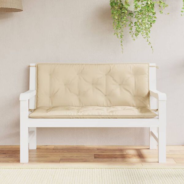 vidaXL Garden Bench Cushions 2 pcs Beige 120x50x7 cm Oxford Fabric