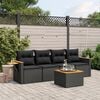 vidaXL 5 Piece Garden Sofa Set with Cushions Black Poly Rattan