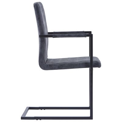 vidaXL Cantilever Dining Chairs 2 pcs Cantilever Black Faux Leather