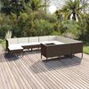vidaXL 11 Piece Garden Lounge Set with Cushions Poly Rattan Brown
