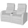 Artificial Leather Home Cinema Recliner Reclining Sofa 2-seat White