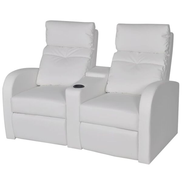 Artificial Leather Home Cinema Recliner Reclining Sofa 2-seat White