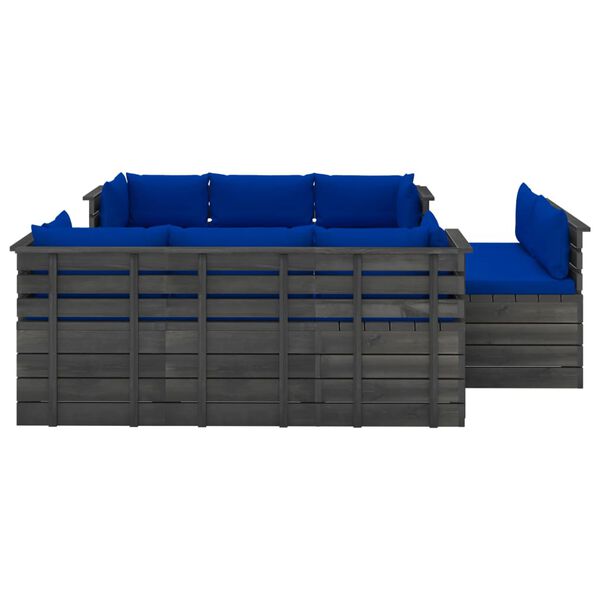 vidaXL 9 Piece Garden Pallet Lounge Set with Cushions Solid Pinewood