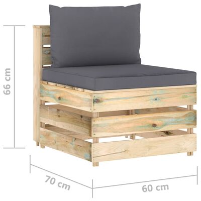 vidaXL 3 Piece Garden Lounge Set with Cushions Green Impregnated Wood