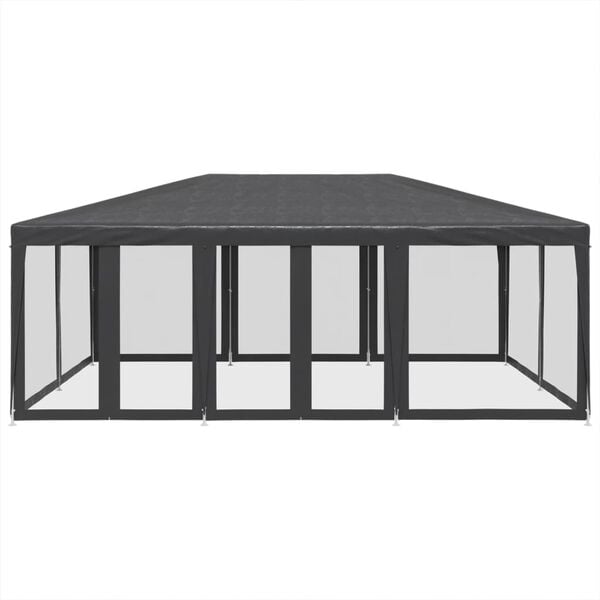 vidaXL Party Tent with 10 Mesh Sidewalls Anthracite 6x4 m HDPE