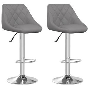 vidaXL Bar Stool | Set of 2 | Grey | Faux leather, chrome steel | Adjustable