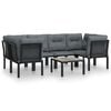 vidaXL 7 Piece Garden Lounge Set Black and Grey Poly Rattan