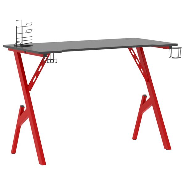 vidaXL Gaming Desk with Y Shape Legs Black and Red 110x60x75 cm