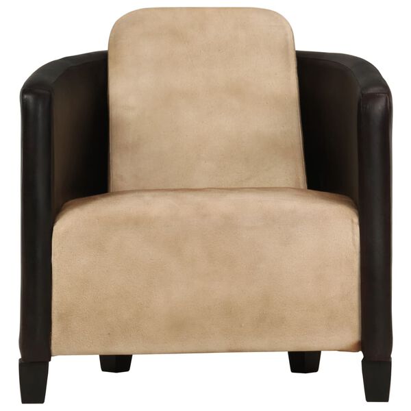 vidaXL Armchair Tan and Black Real Leather