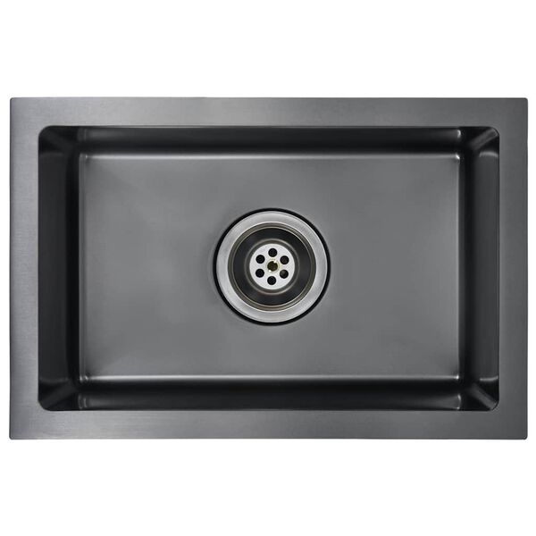 vidaXL Handmade Kitchen Sink Black Stainless Steel