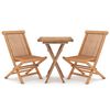 vidaXL Garden Dining Set | Natural Teak | Solid Teak Wood | Compact | Foldable
