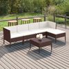 vidaXL 6 Piece Garden Lounge Set with Cushions Poly Rattan Brown