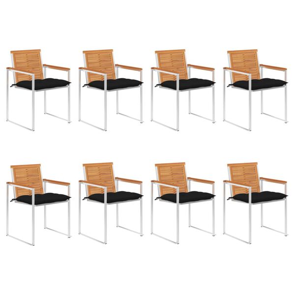 vidaXL Garden Chairs 8 pcs with Cushions Solid Acacia Wood