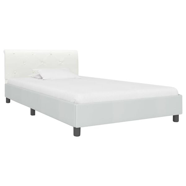 vidaXL Bed Frame without Mattress White Faux Leather 90x200 cm