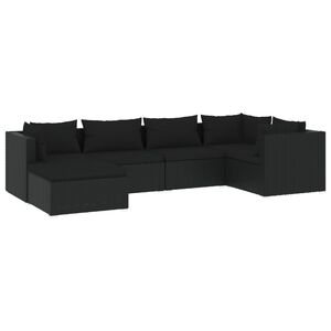 vidaXL Garden Lounge Set | Black | PE rattan, powder-coated steel, plastic