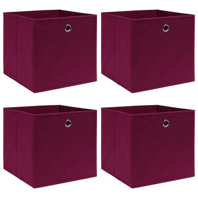 vidaXL Storage Boxes 4 pcs Dark Red 32x32x32 cm Fabric