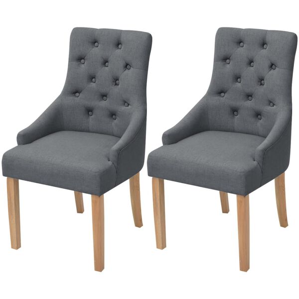 vidaXL Dining Chairs 2 pcs Dark Grey Fabric