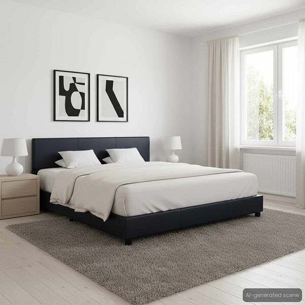 vidaXL Bed Frame without Mattress Black Faux Leather 160x200 cm