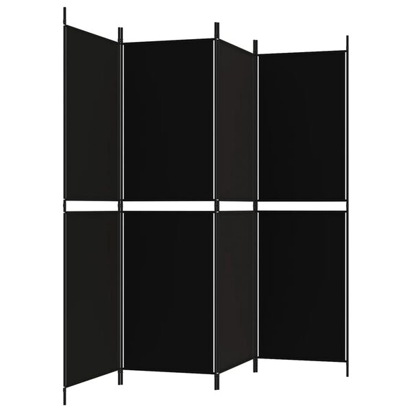 vidaXL 4-Panel Room Divider Black 200x180 cm Fabric