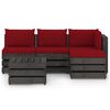 vidaXL 5 Piece Garden Lounge Set with Cushions Grey Impregnated Wood