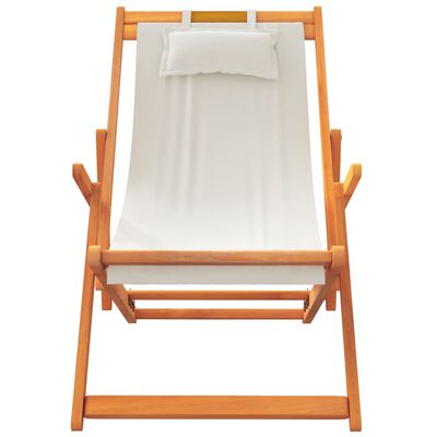 vidaXL Folding Beach Chairs 2 pcs Cream Fabric