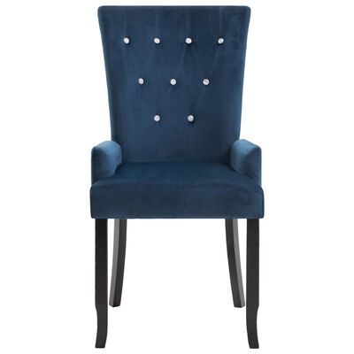 vidaXL Dining Chair with Armrests Dark Blue Velvet