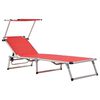 vidaXL Folding Sun Loungers with Roof 2 pcs Aluminium&Textilene Red