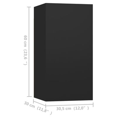 vidaXL TV Cabinets 4 pcs Black 30.5x30x60 cm Engineered Wood