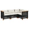 vidaXL 4 Piece Garden Sofa Set with Cushions Black Poly Rattan