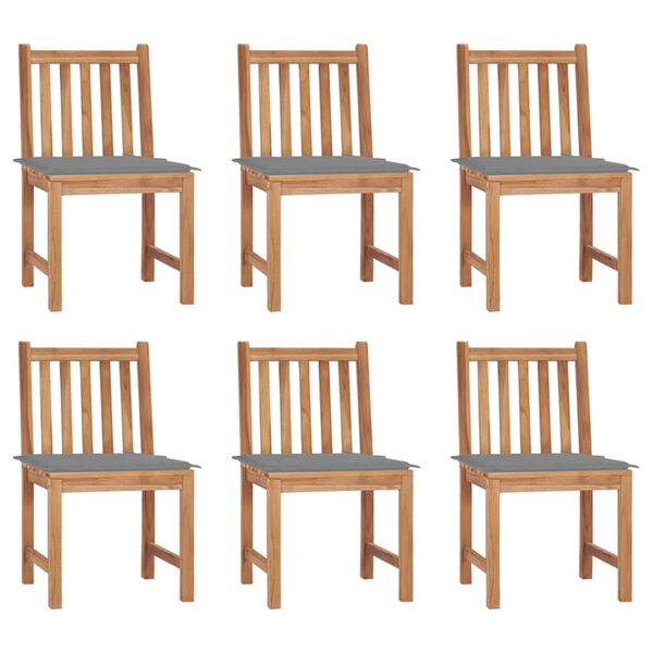 vidaXL Garden Chairs 6 pcs with Cushions Solid Teak Wood