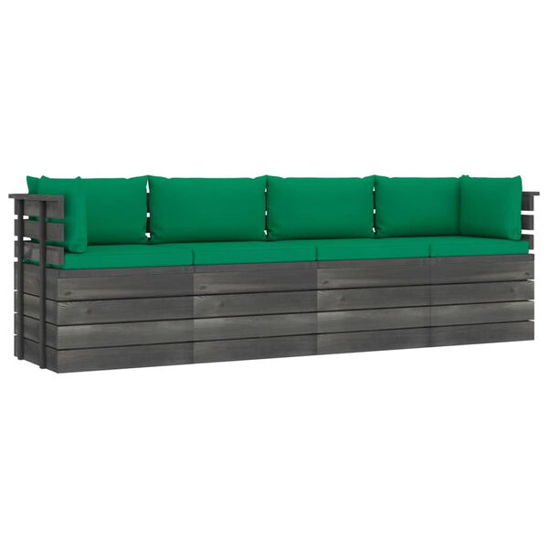 vidaXL Garden 4-Seater Pallet Sofa with Cushions Solid Pinewood