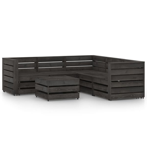 vidaXL 6 Piece Garden Lounge Set Grey Impregnated Pinewood