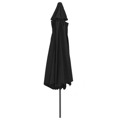 vidaXL Outdoor Parasol with Metal Pole 390 cm Black