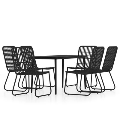 vidaXL 7 Piece Garden Dining Set Black