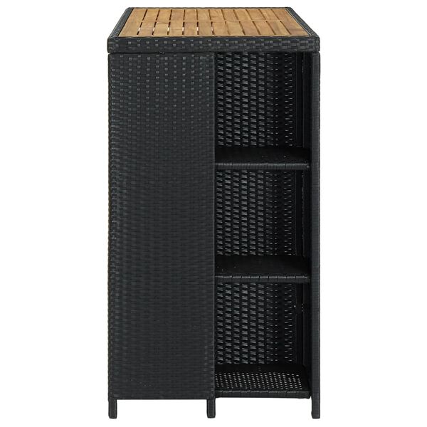 vidaXL Bar Table with Storage Rack Black 120x60x110 cm Poly Rattan