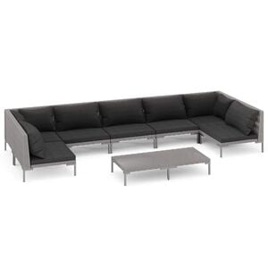 vidaXL 8 Piece Garden Lounge Set with Cushions Poly Rattan Dark Grey