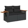 vidaXL Garden Sofa with Cushions 2-Seater Black Poly Rattan