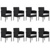 vidaXL 9 Piece Garden Dining Set Black