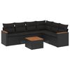 vidaXL 7 Piece Garden Sofa Set with Cushions Black Poly Rattan