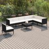 vidaXL 9 Piece Garden Lounge Set with Cushions Poly Rattan Black