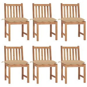 vidaXL Garden Chairs 6 pcs with Cushions Solid Teak Wood