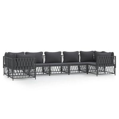 vidaXL 7 Piece Garden Lounge Set with Cushions Anthracite Steel