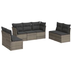 vidaXL Patio Sofa Set | Grey | PE Rattan, Powder-Coated Steel | 7 Piece