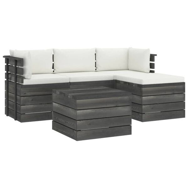 vidaXL 5 Piece Garden Pallet Lounge Set with Cushions Solid Pinewood