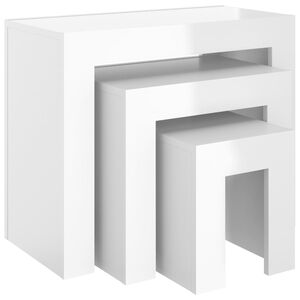 vidaXL Nesting Coffee Tables 3 pcs High Gloss White Engineered Wood