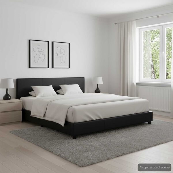 vidaXL Bed Frame without Mattress Black Faux Leather 120x200 cm