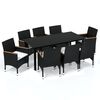 vidaXL 9 Piece Garden Dining Set with Cushions Poly Rattan Black