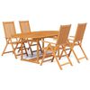 vidaXL 5 Piece Garden Dining Set Solid Acacia Wood 150-200 cm