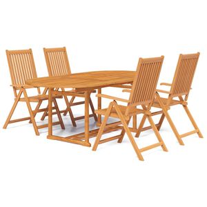 vidaXL 5 Piece Garden Dining Set Solid Acacia Wood 150-200 cm